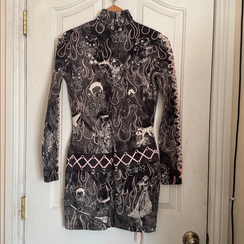 Desegual Maria Escote Y2K Punk Bow Detail Kawaia Mini Slim Dress size S - Picture 4 of 10